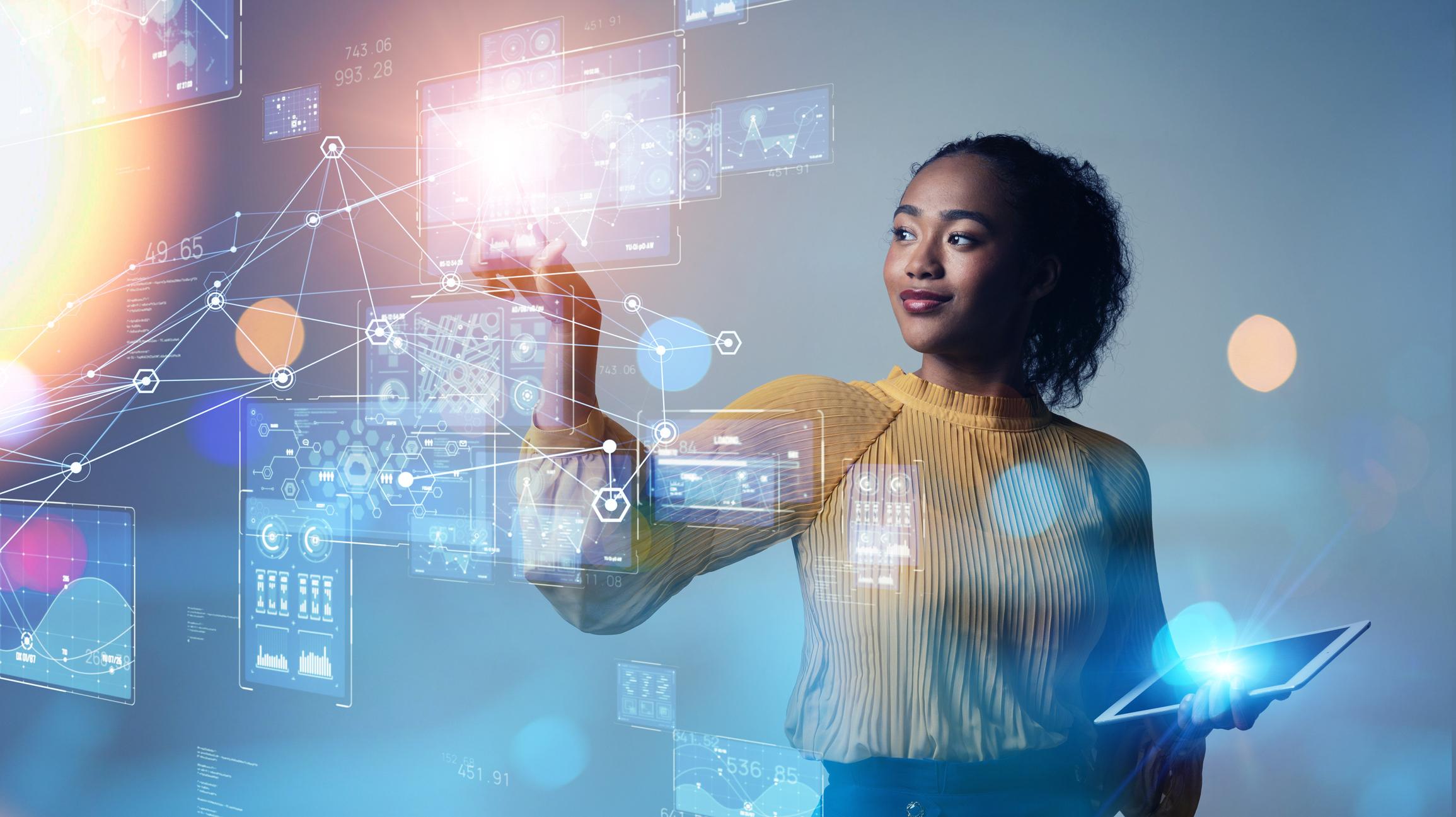 woman using innovative technology