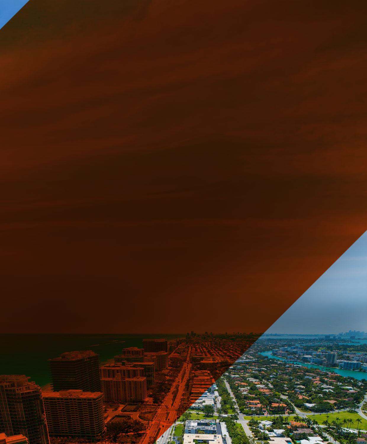 A background image of a view of Bal Harbour, FL from the air - streets and houses are visible from above.