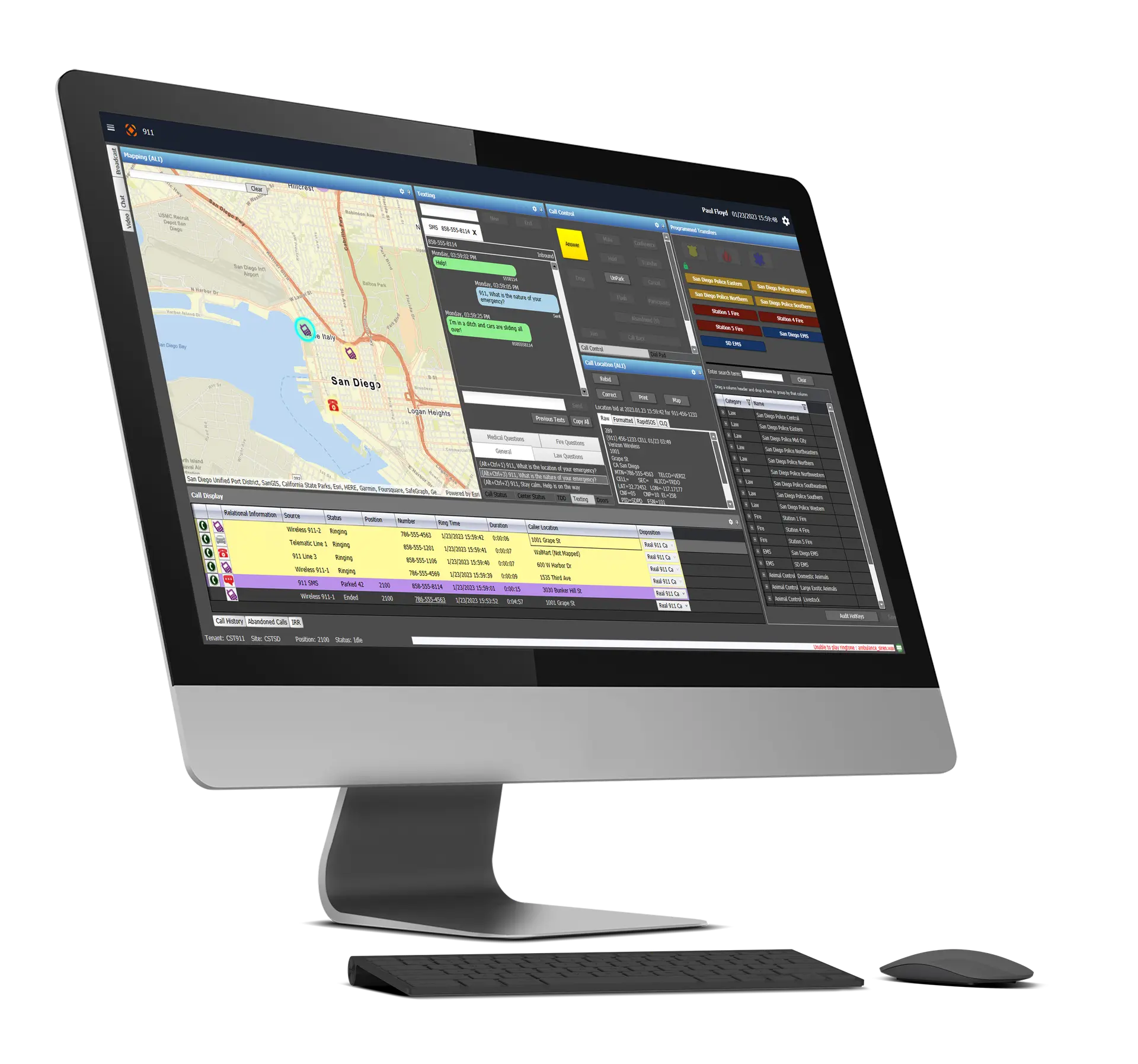 Desktop image of CentralSquare's Vertex NG911 Call Handling Solution.