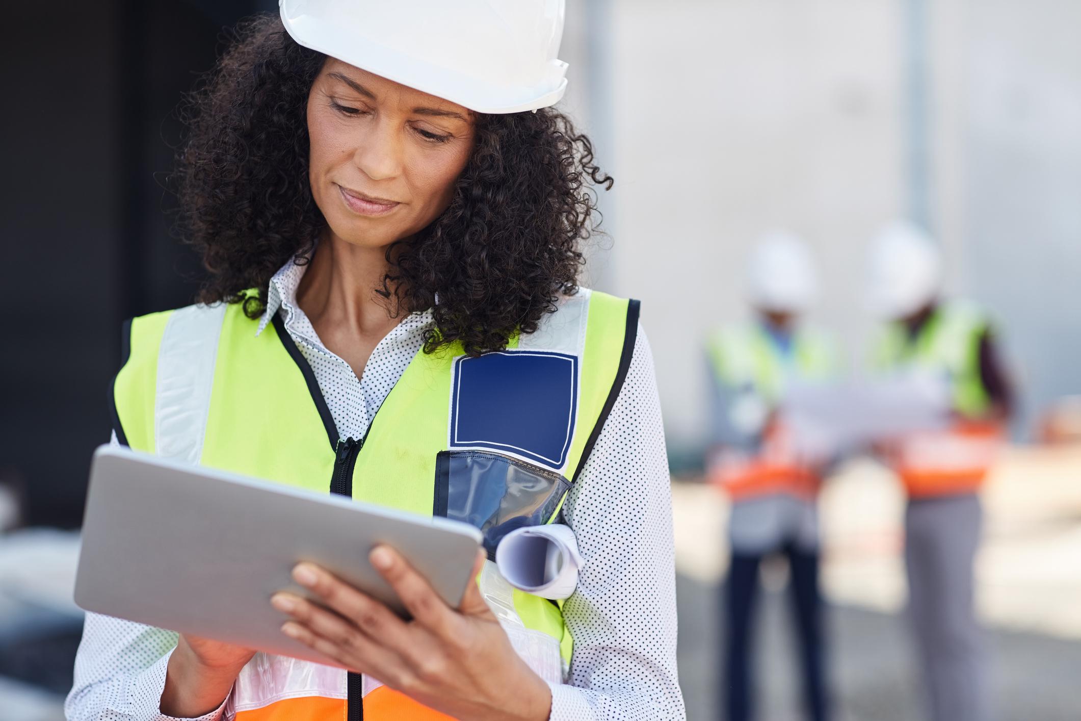 field inspector using a mobile device