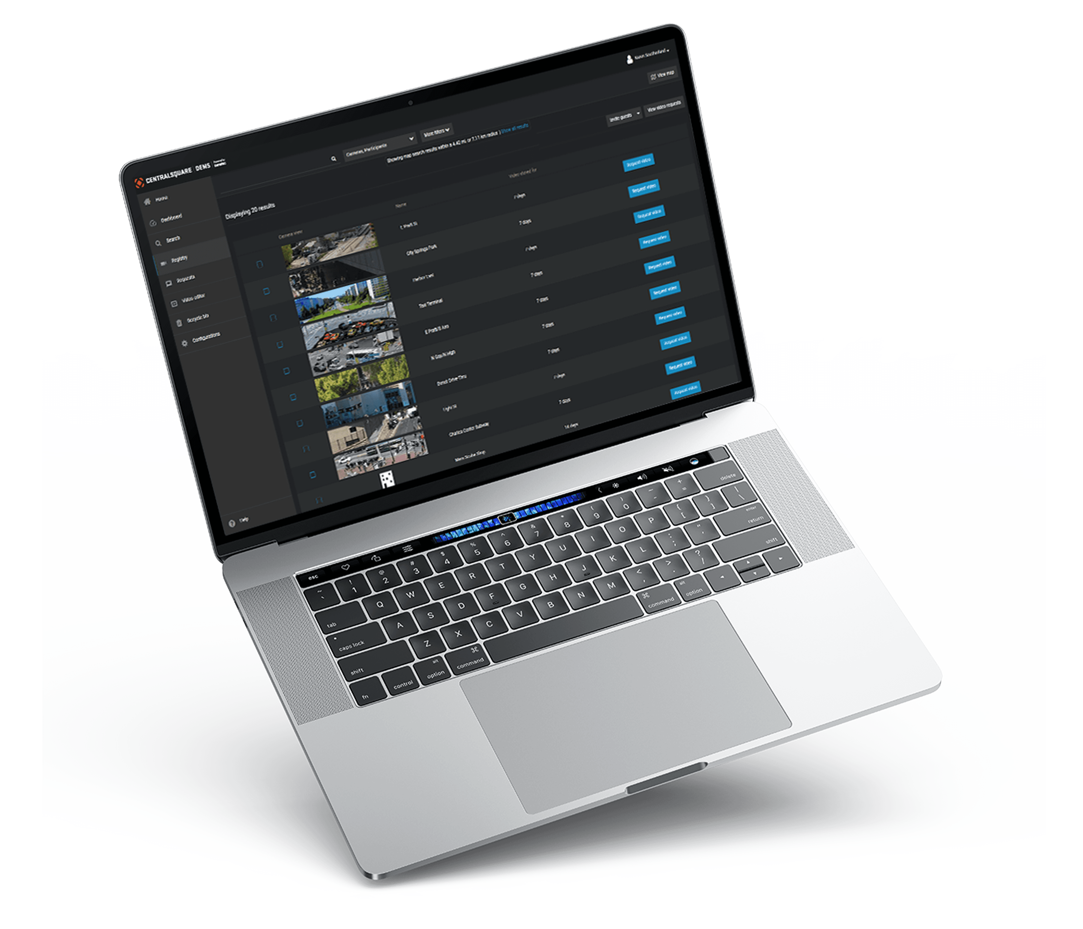 A laptop running CentralSquare's Public Safety Pro Suite's Records solution.