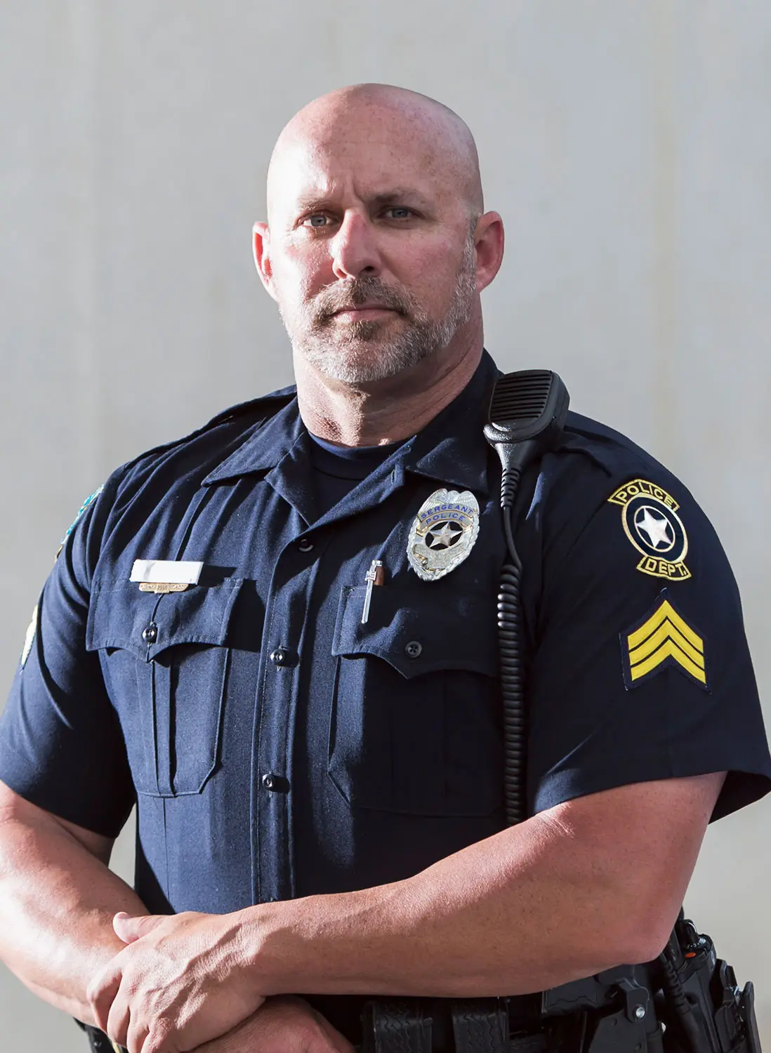Stoic public safety law enforcement officer portrait